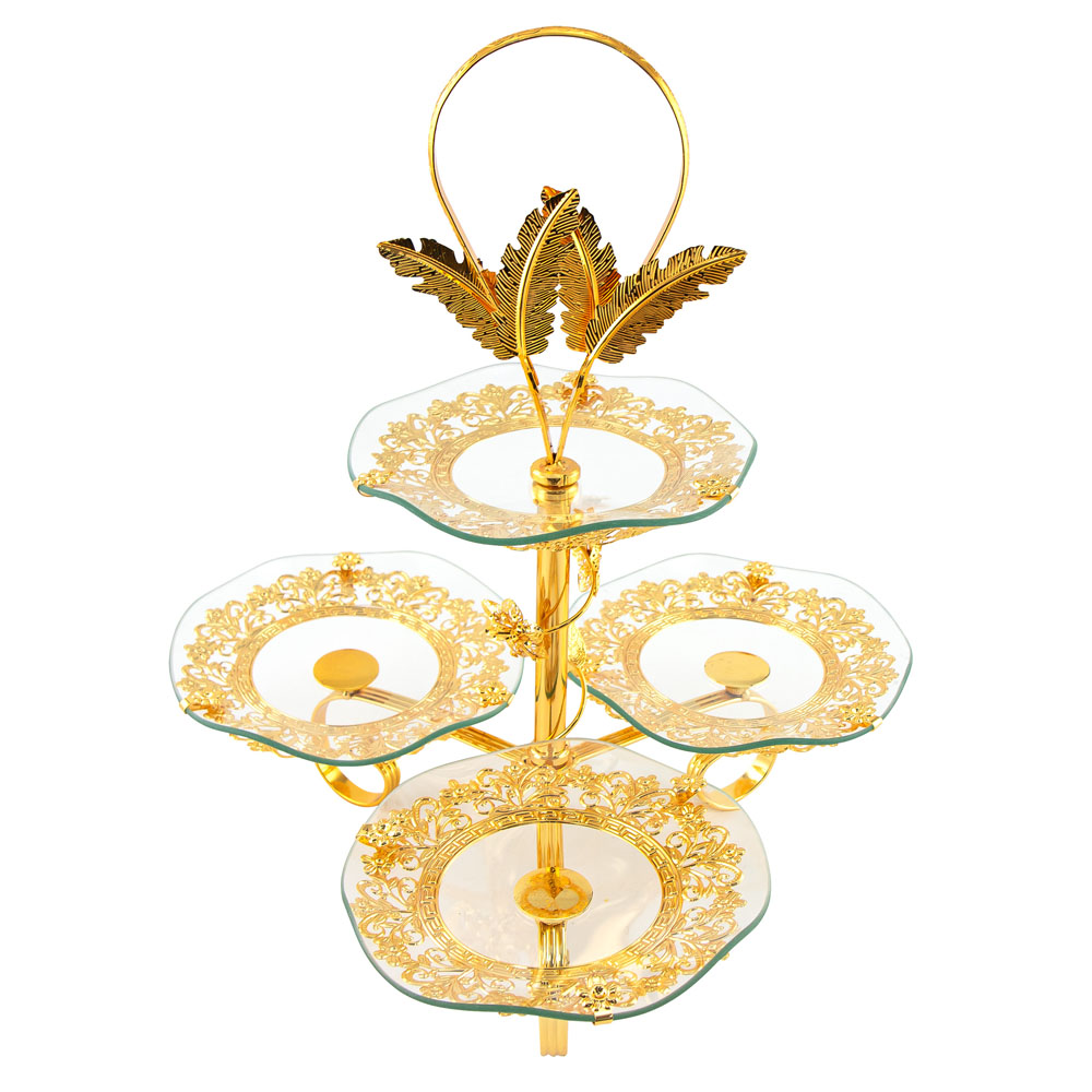 Durane Ornate Cake Stand Gold 4 Trays 2-Tiers 2021BL-2 Image