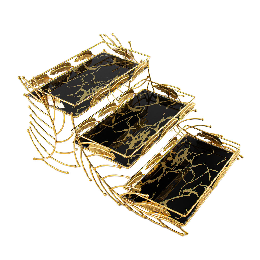 Durane Ornate Cake Stand Gold 3 Steps LD2021-10 Image