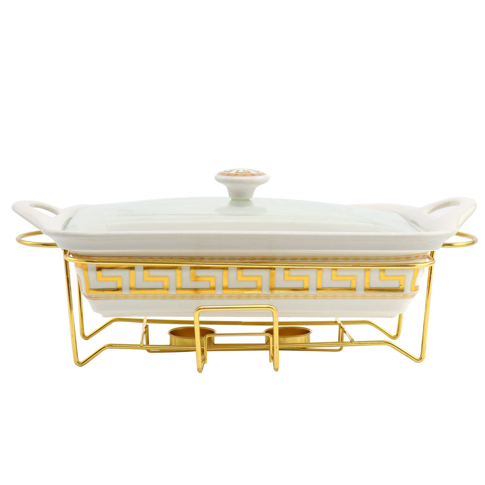Durane Ceramic Chafing Dish 119-115 Oblong Meander Gold 40x24x11cm 2L Image