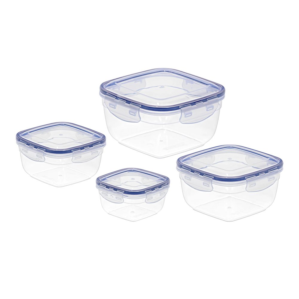Asude Air-tight Food Container Set 4pc Square 500-900-1500-2400ml Image