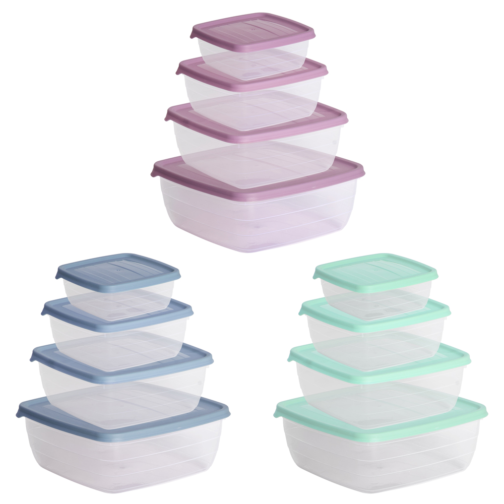 Kolorr Topaz Container Set 4pc Square 600ml-1200ml-2000ml-3000ml Image