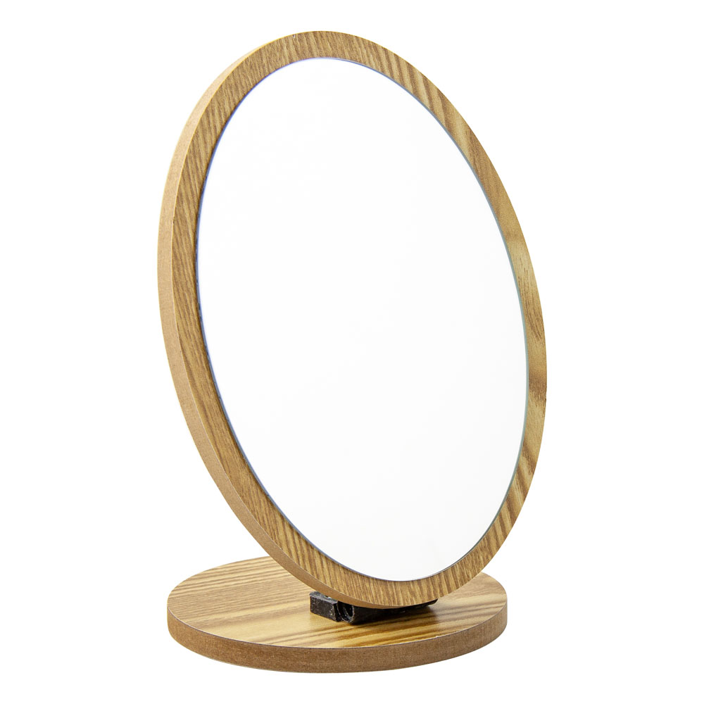 Durane Desktop Mirror w Wood Effect Oval Image